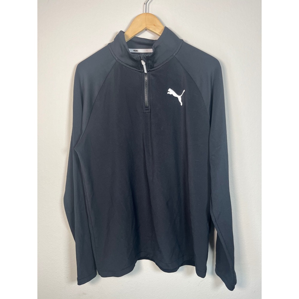 Puma Womens Quarter Zip Pullover Black Long Sleeve Active Training Top Size M
